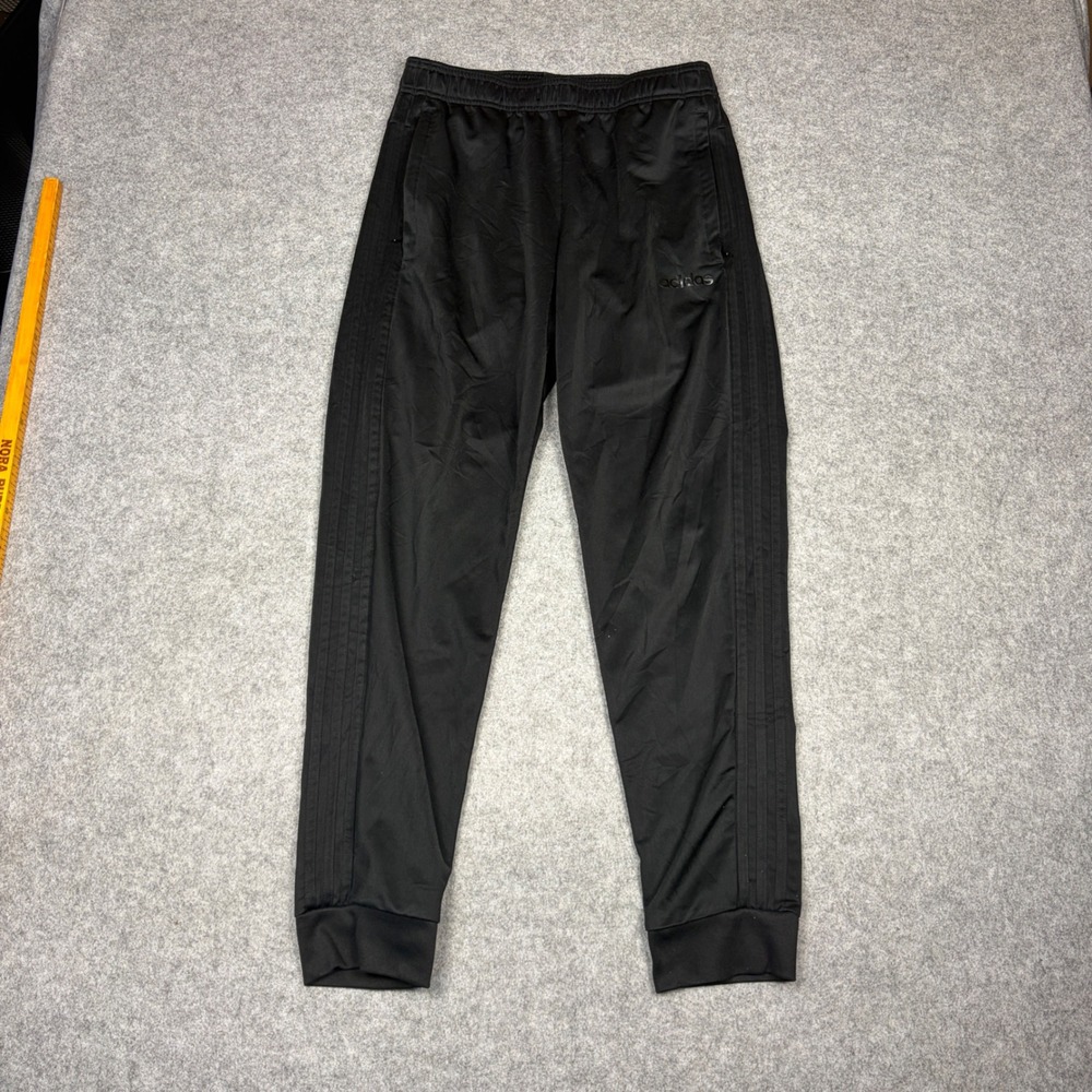 Adidas Mens Track Pants Black Tonal Three Stripe Joggers Size M